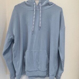 Marc New York Light Blue Ribbed Hoodie, 2XL, Front Pocket, Pullover